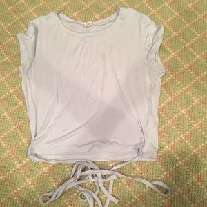 Blue tie cropped t shirt